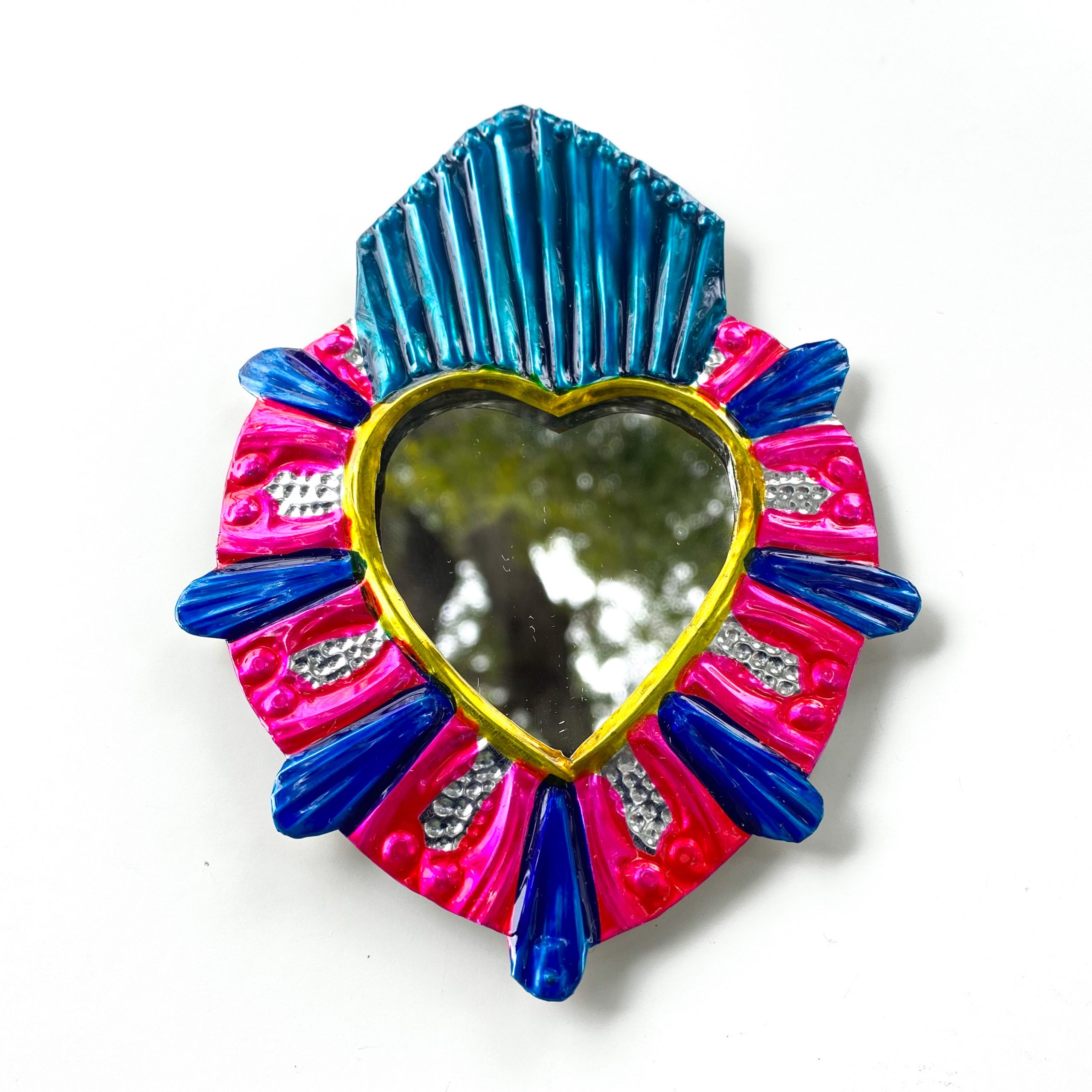 Espejo corazón de hojalata 14 cm