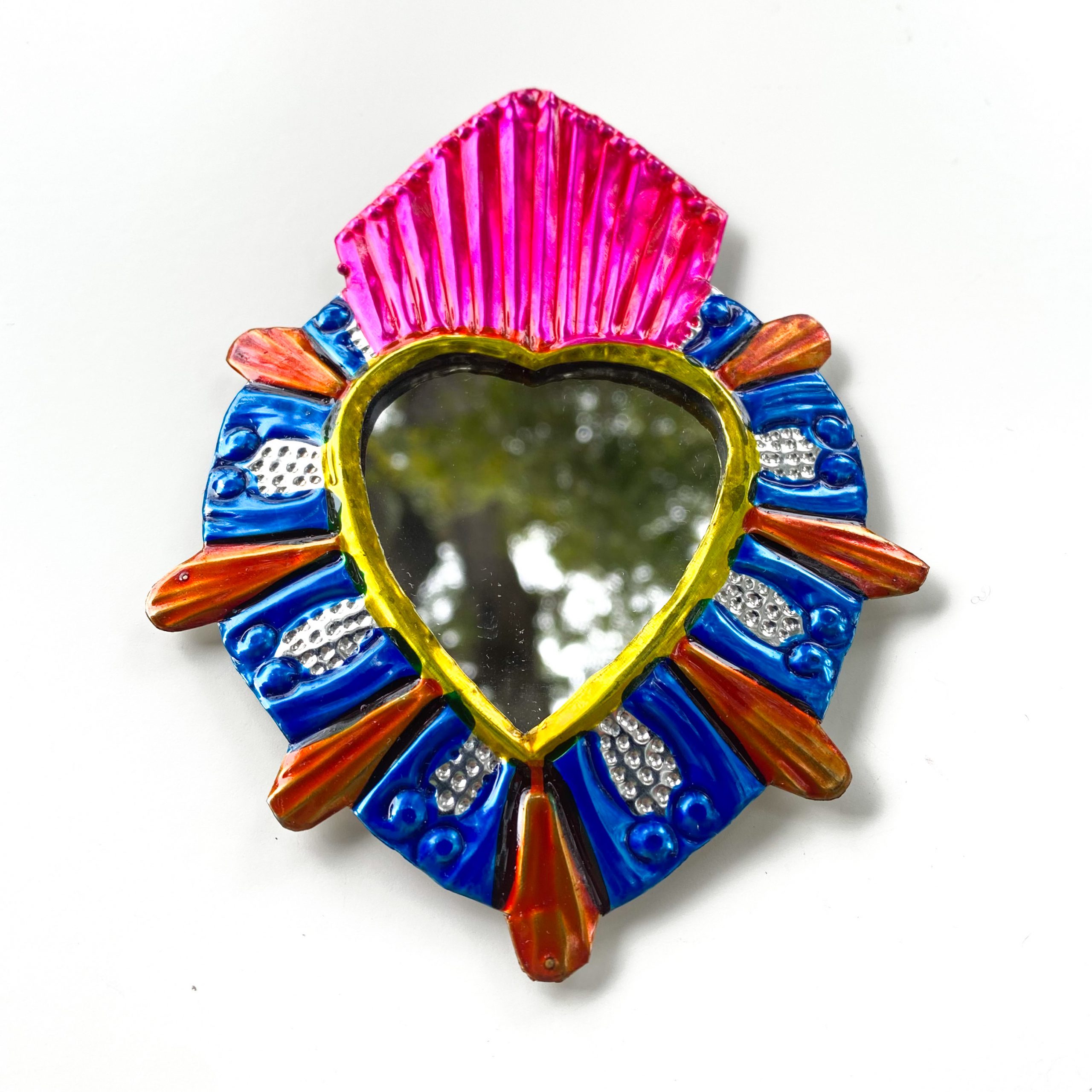 Espejo corazón de hojalata 14 cm