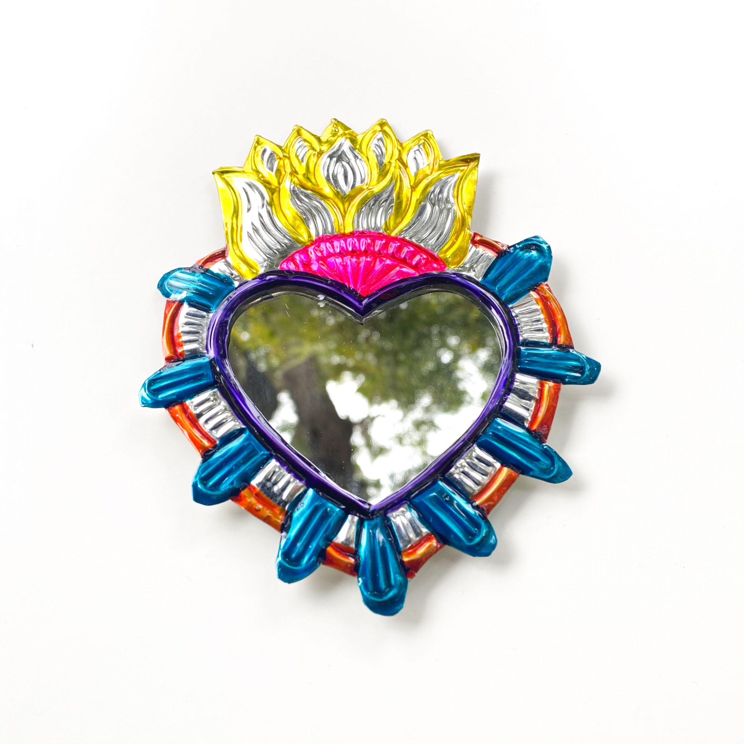 Espejo corazón de hojalata 14 cm