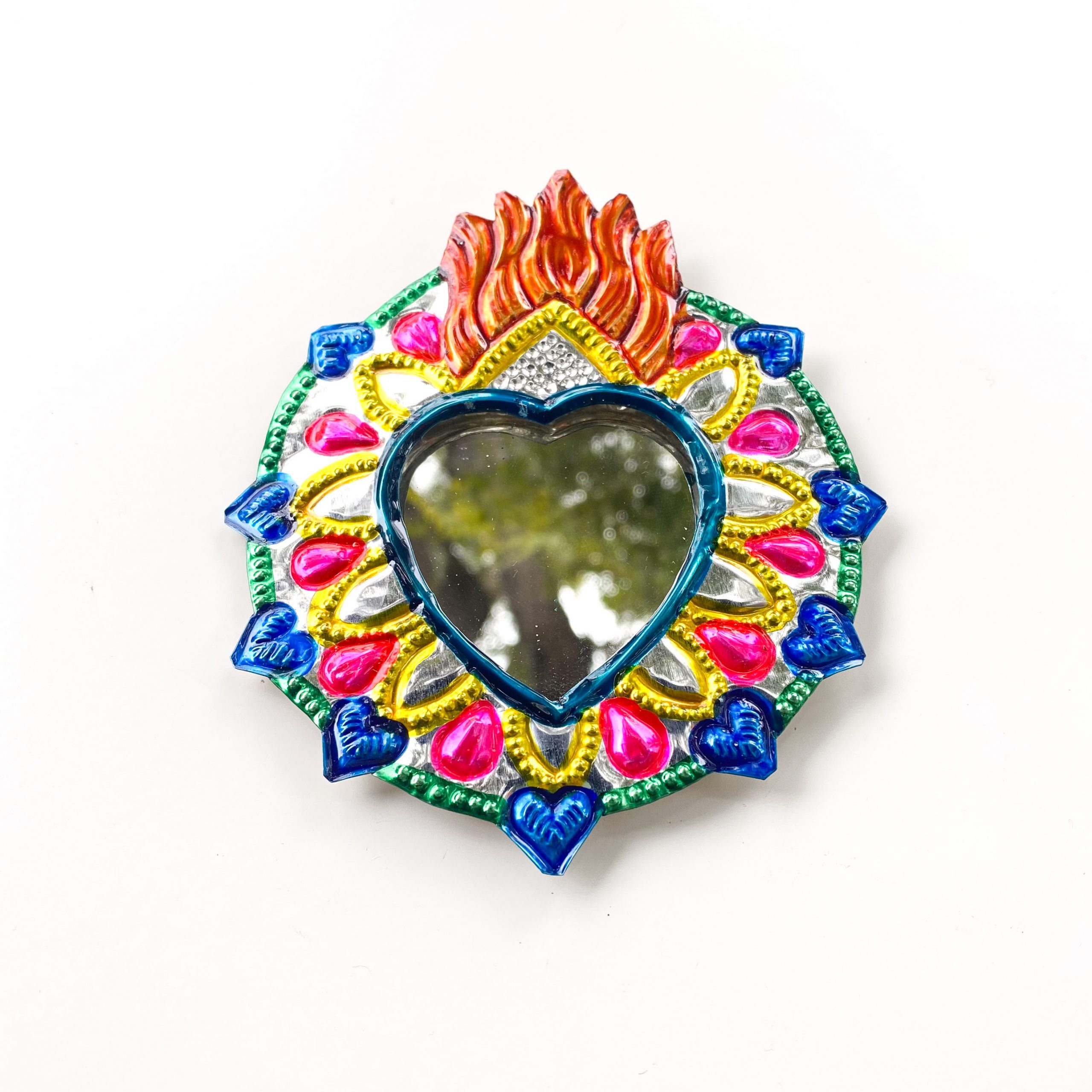 Espejo corazón de hojalata 14 cm