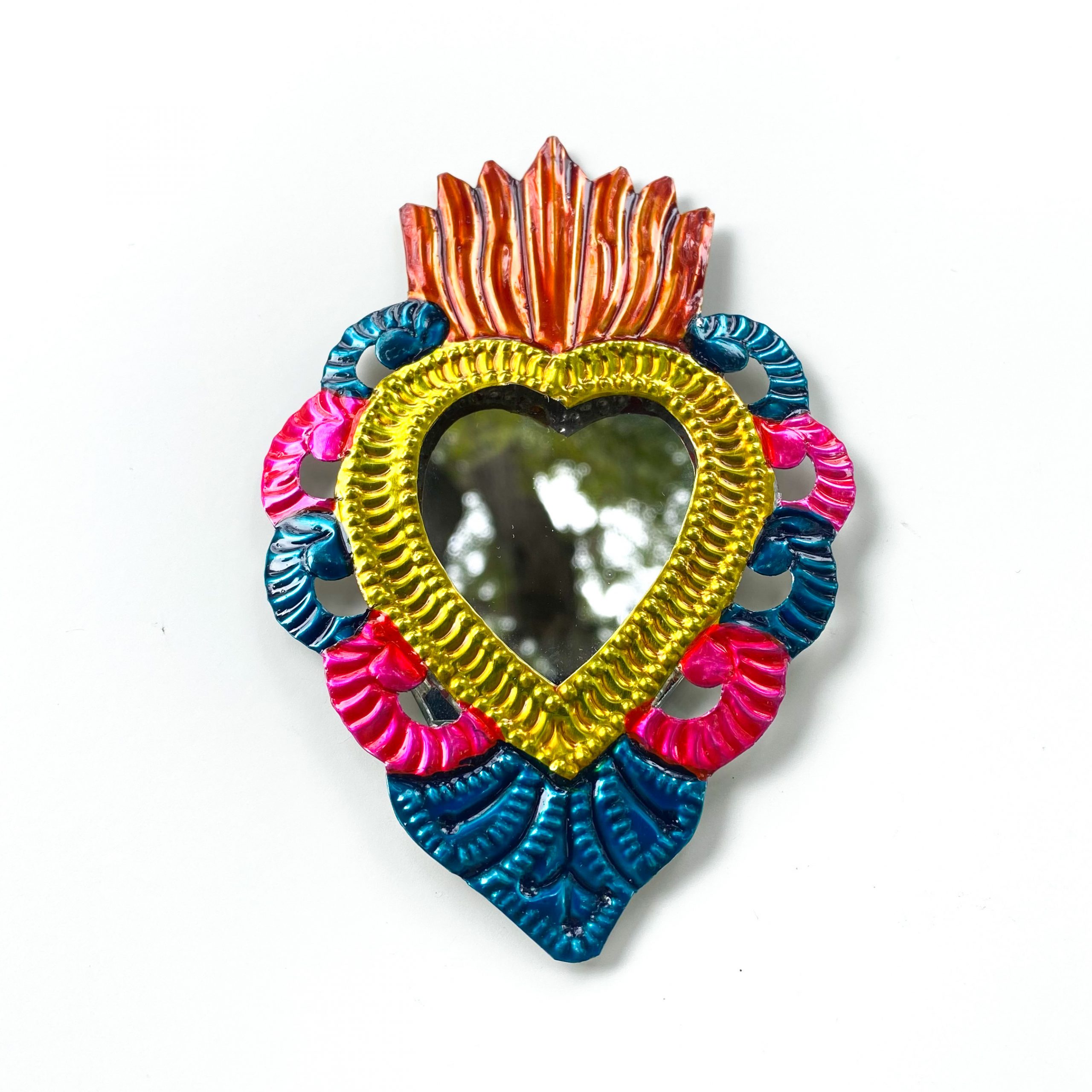 Espejo corazón de hojalata 14 cm