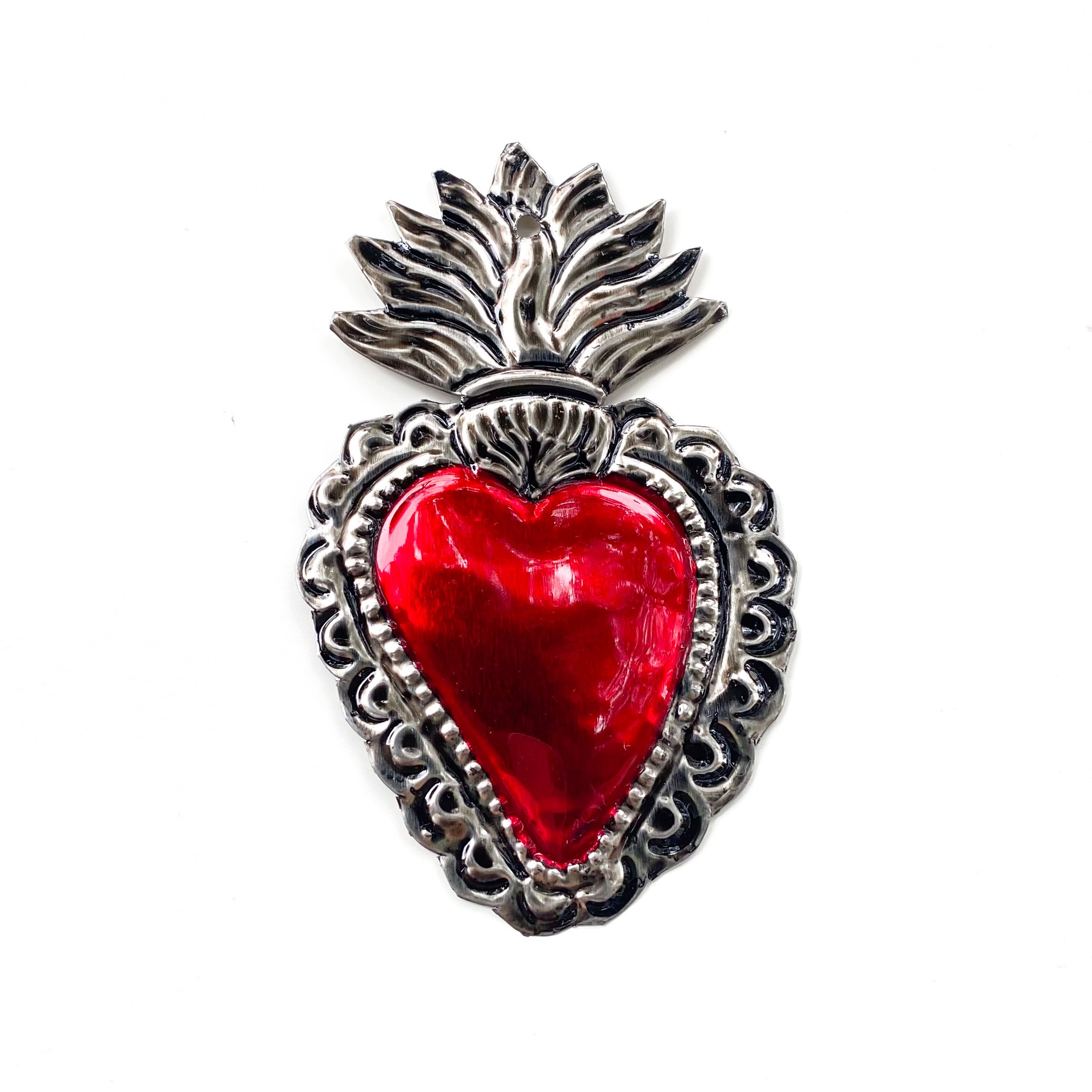 Corazón hojalata Milagrito rojo 10 cm