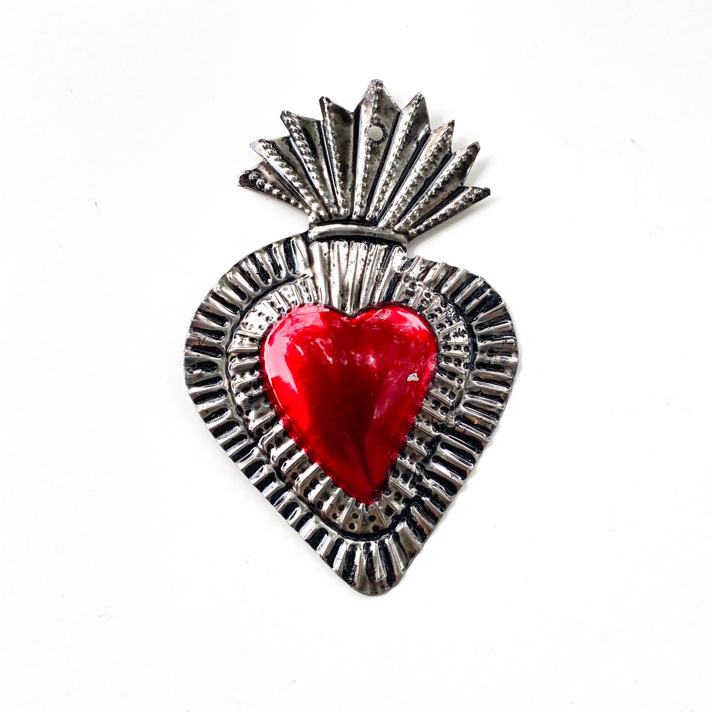 Corazón hojalata Milagrito rojo 10 cm