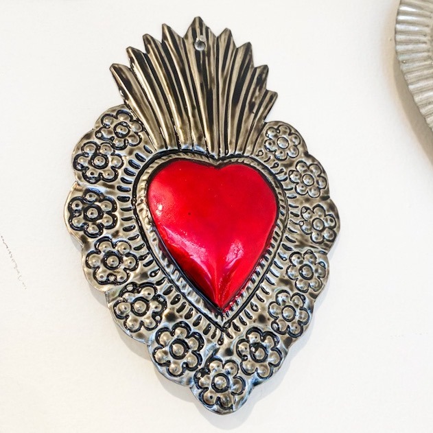Corazón hojalata Milagrito rojo 14 cm
