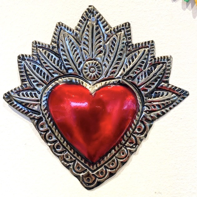 Corazón hojalata Milagrito rojo 14 cm