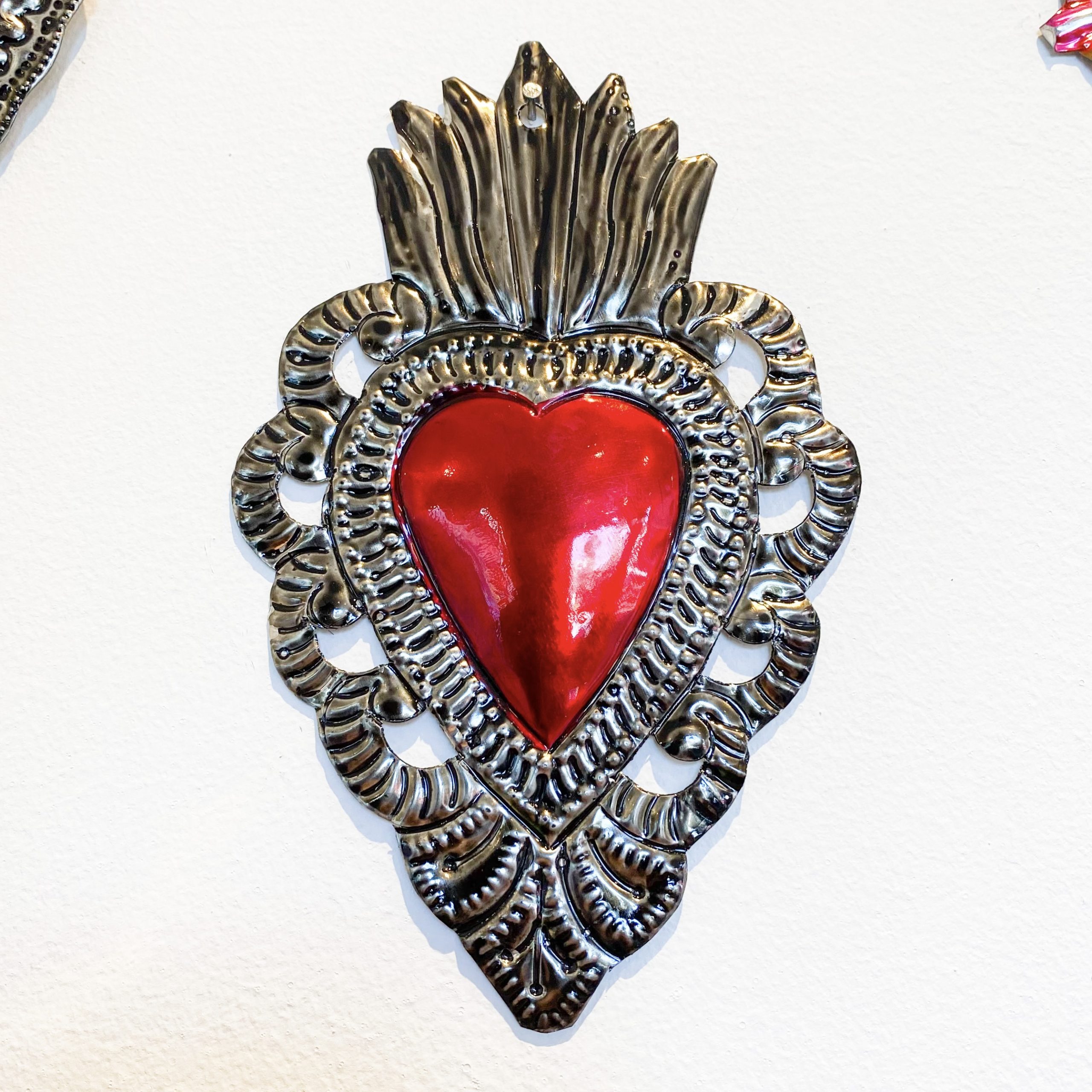 Corazón hojalata Milagrito rojo 14 cm