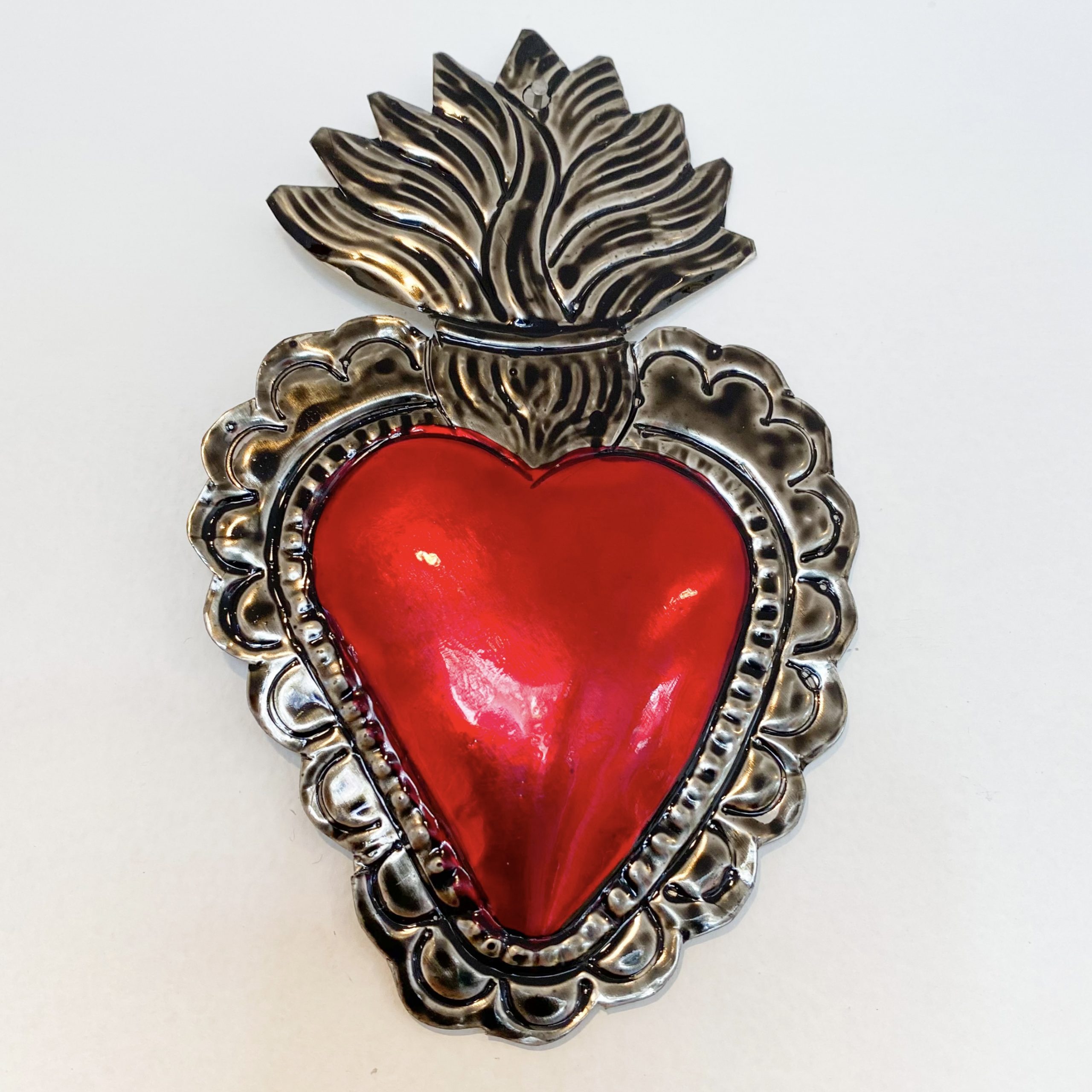 Corazón hojalata Milagrito rojo 14 cm